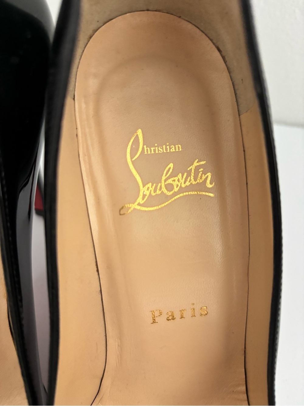 Christian Louboutin Black Patent Leather Round-Toe Pumps - Picture 4 of 7